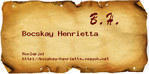 Bocskay Henrietta névjegykártya